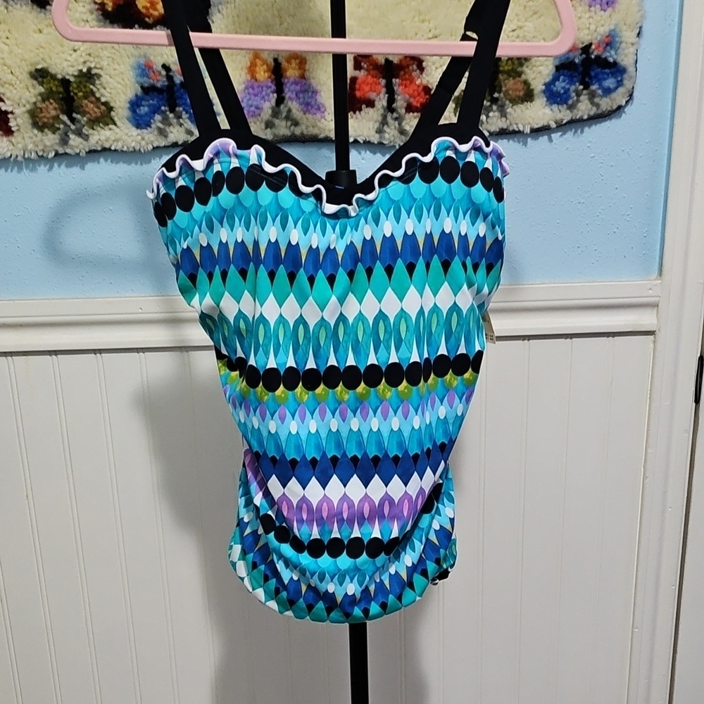 Gottex Teal and Blue Patterned Swimwear